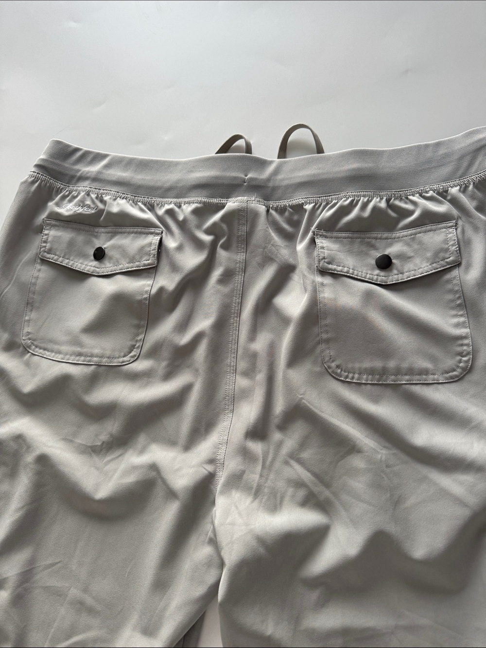 Light Gray Women's Cargo Ankle Pants with Drawstring Waist - Picture 8 of 8